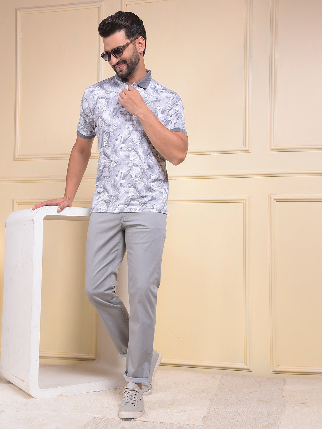 Grey Printed Trousers