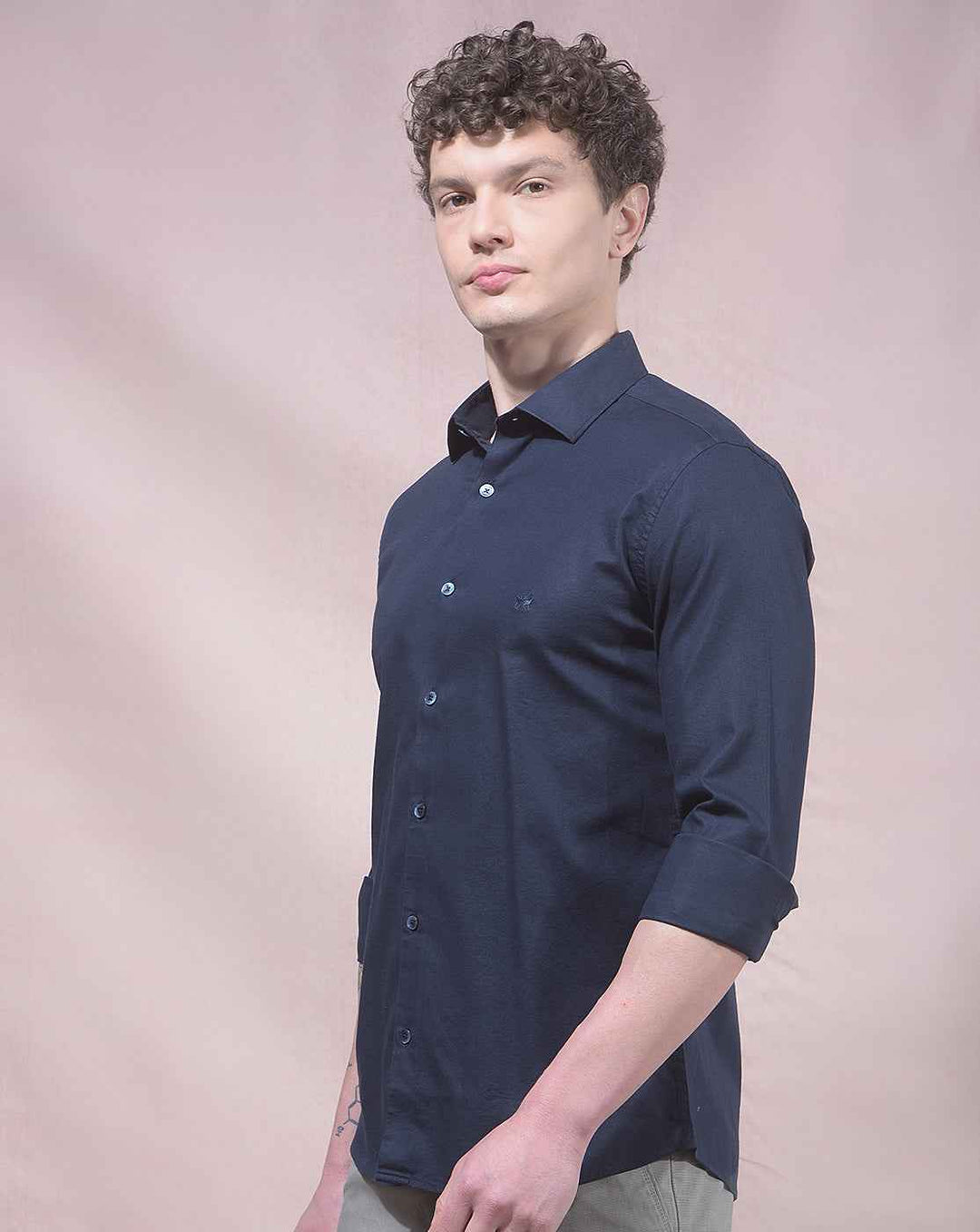 Sleek Navy Comfortable Casual Shirt