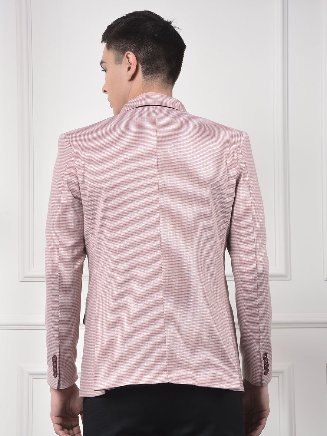 Pink Notched Lapel Single-Breasted Blazer
