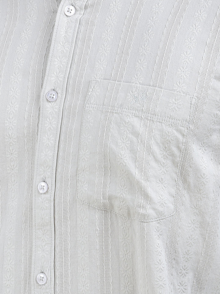 Grey Vertical Stripes 100% Cotton Shirt