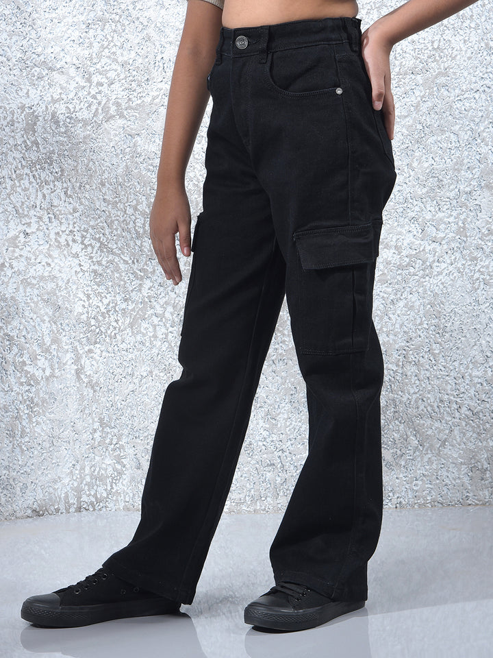 Navy Blue Relaxed Loose Fit Denim Jeans-Girls Jeans-Crimsoune Club