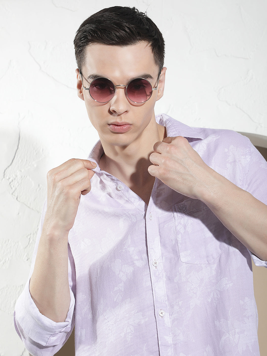 Purple Floral Print Shirt