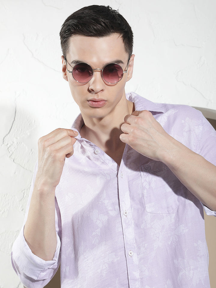 Purple Floral Print Shirt