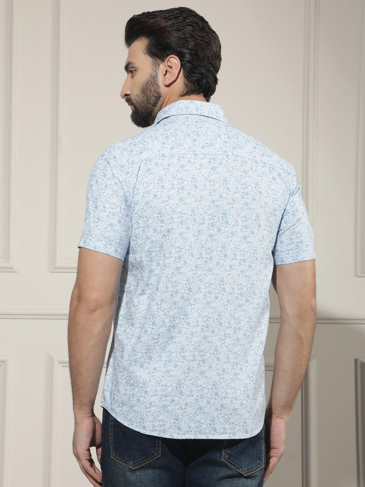 Blue Floral Print Shirt