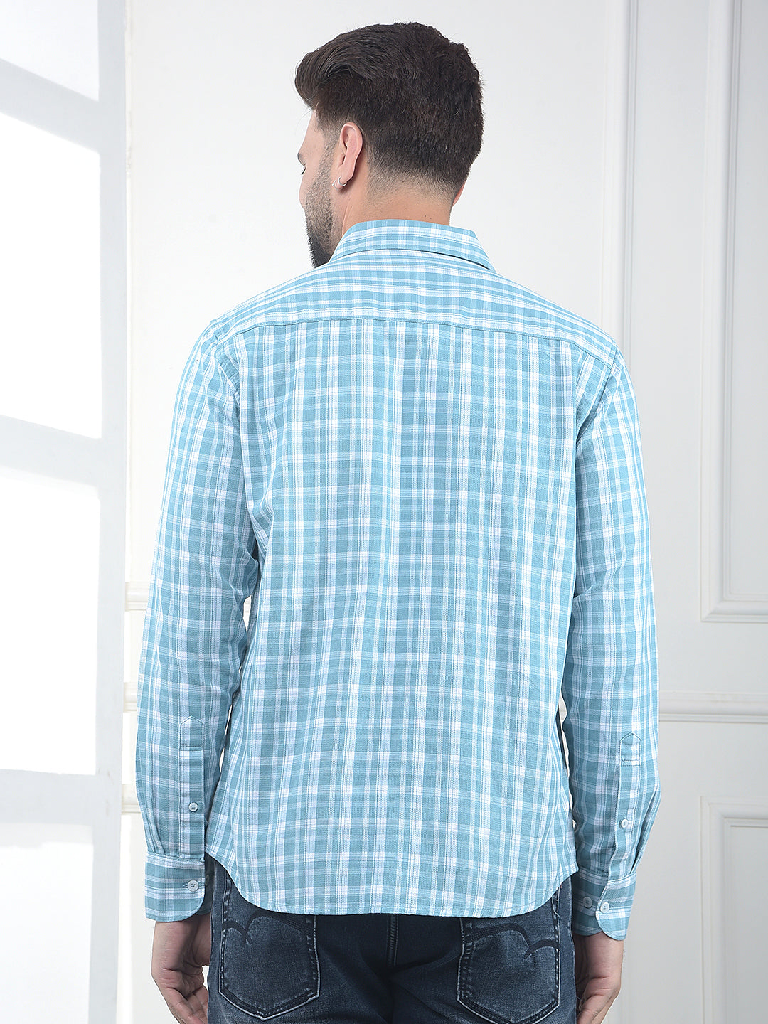 Blue Checked 100% Cotton Shirt