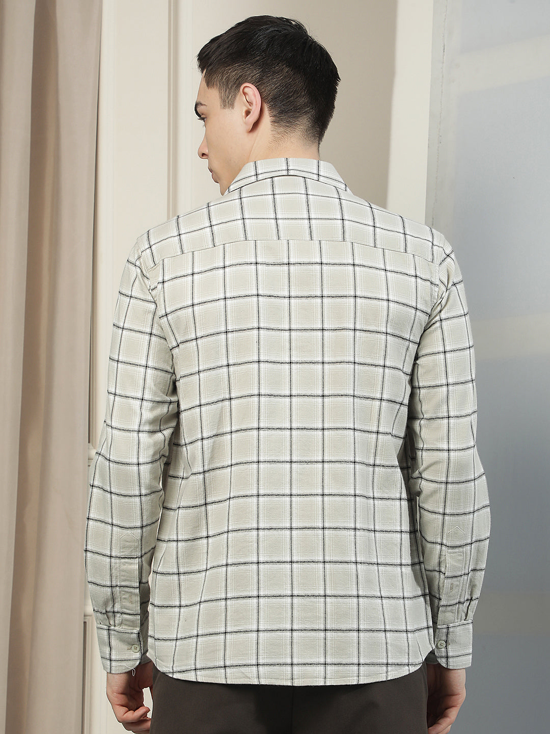 Grey Checked 100% Cotton Shirt