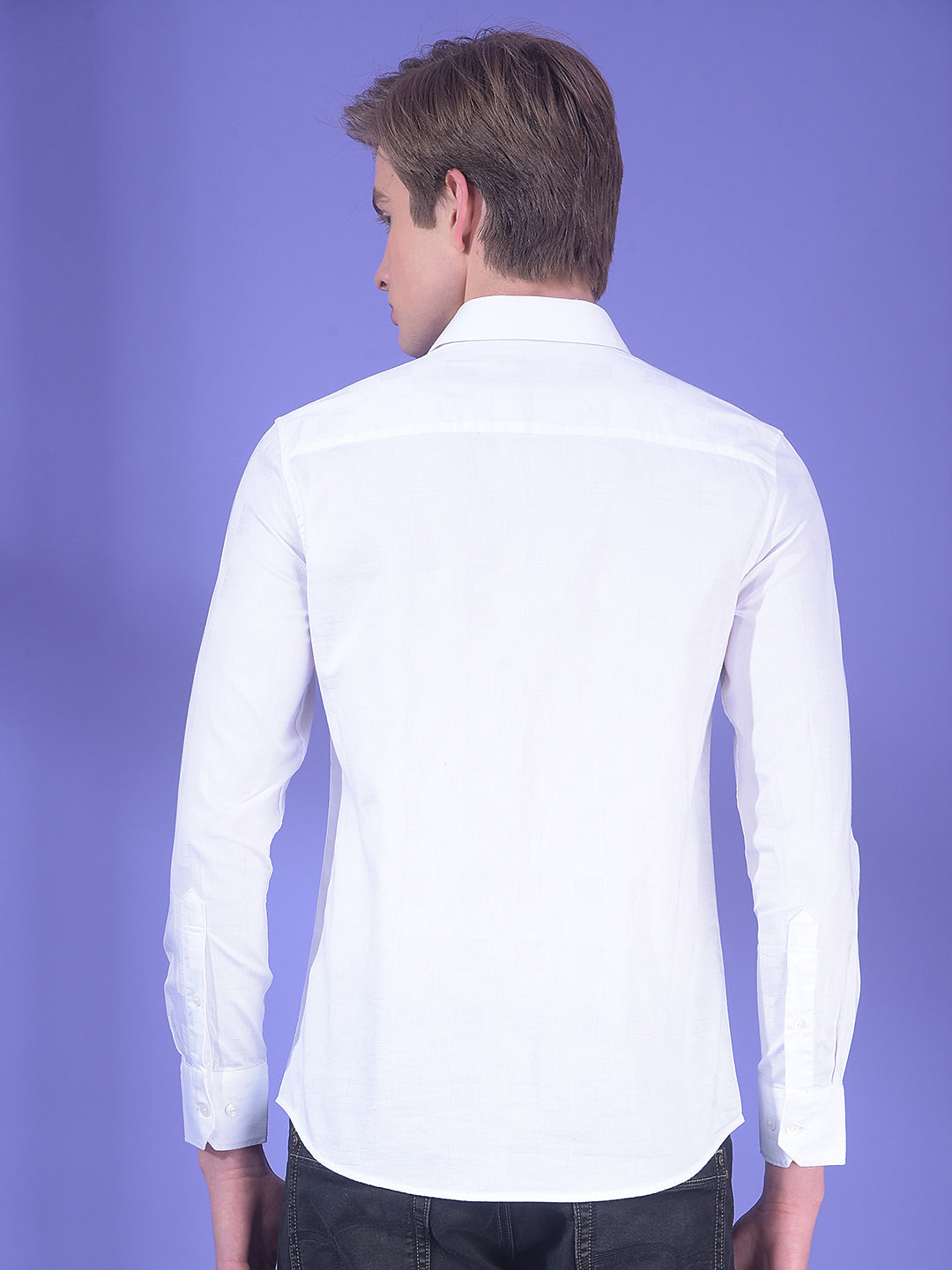 White Jacquard 100% Cotton Shirt