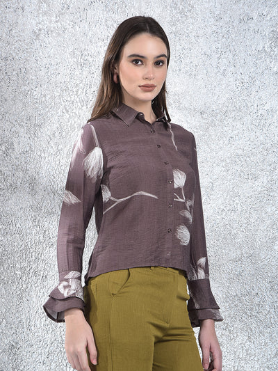 Brown Floral Print Shirt