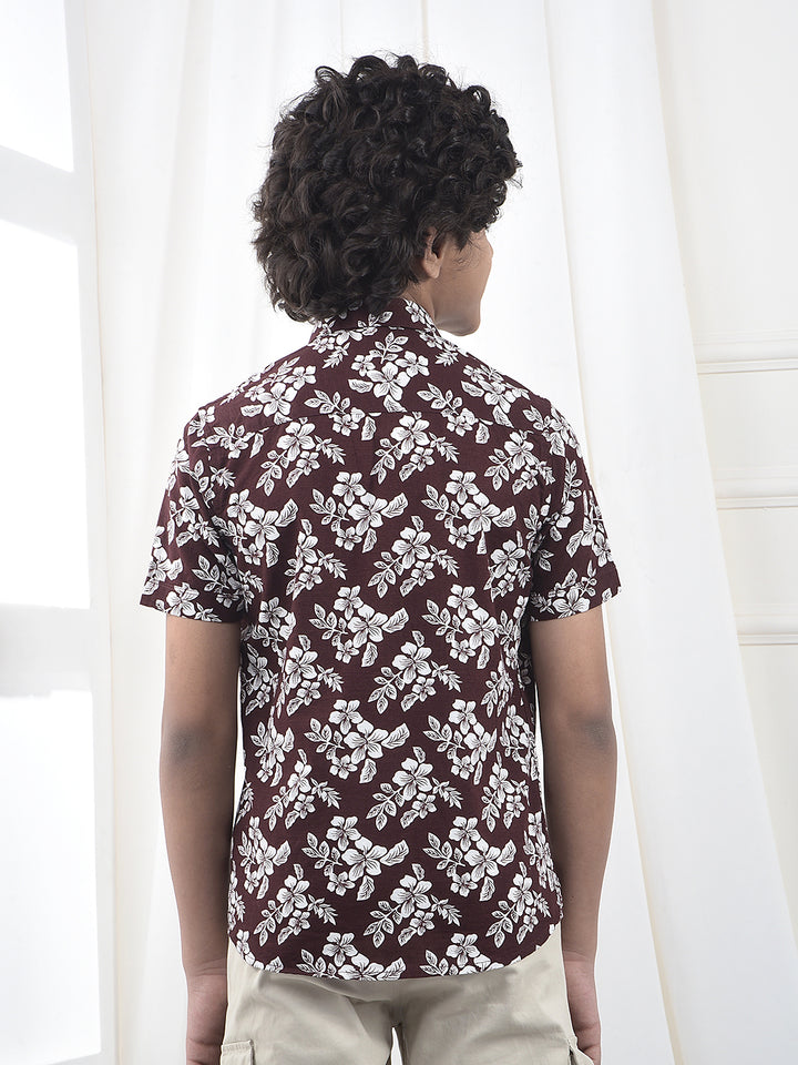 Green Printed 100% Cotton Shirt-Boys Shirts-Crimsoune Club
