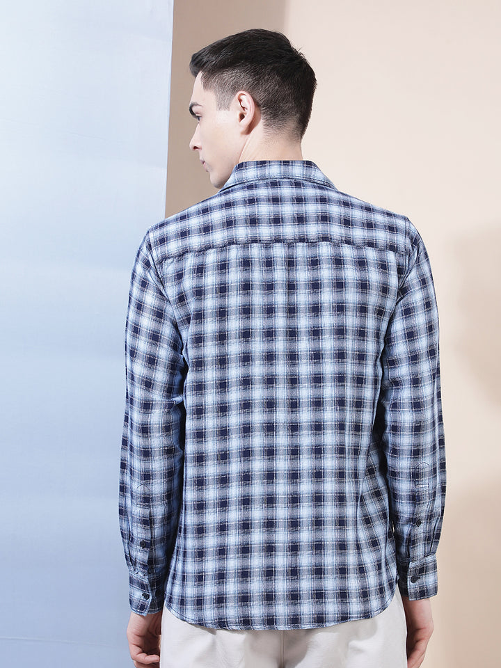 Blue Checked 100% Cotton Shirt