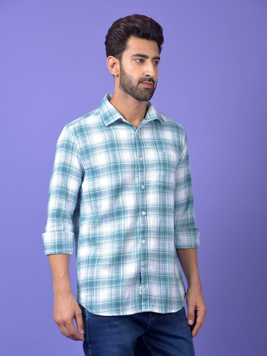 Blue Checked 100% Cotton Shirt