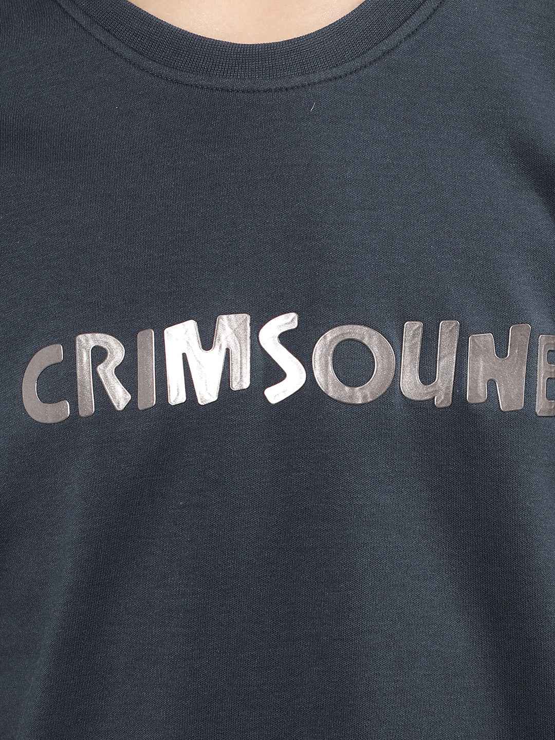 Navy Blue Typographic Print 100% Cotton T-Shirt