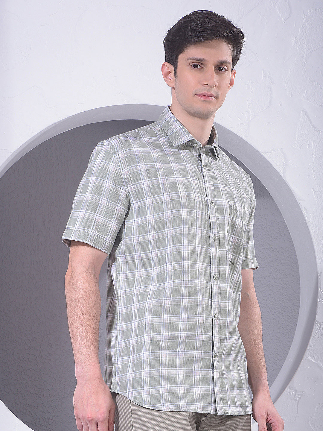 Green Checked 100% Cotton Shirt