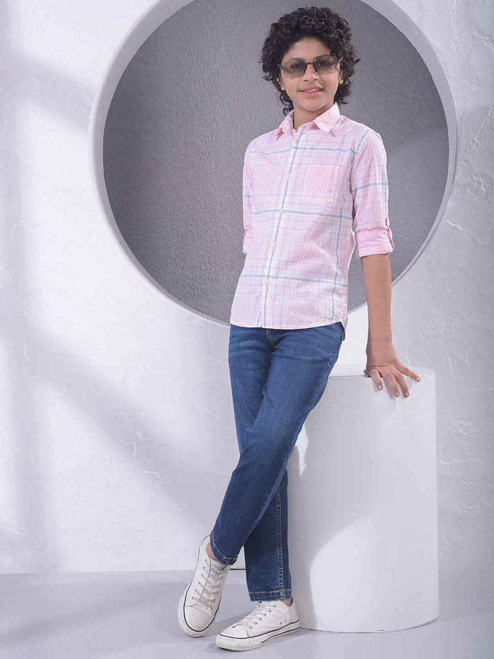 Pink Checked 100% Cotton Shirt