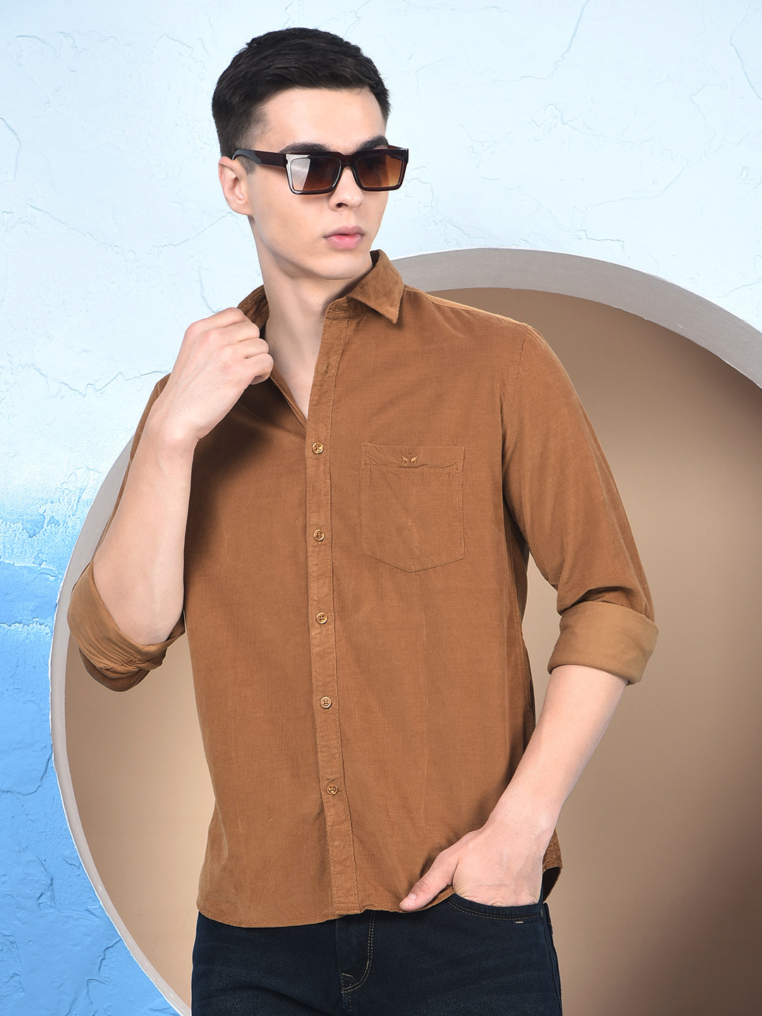Brown 100% Cotton Corduroy Shirt