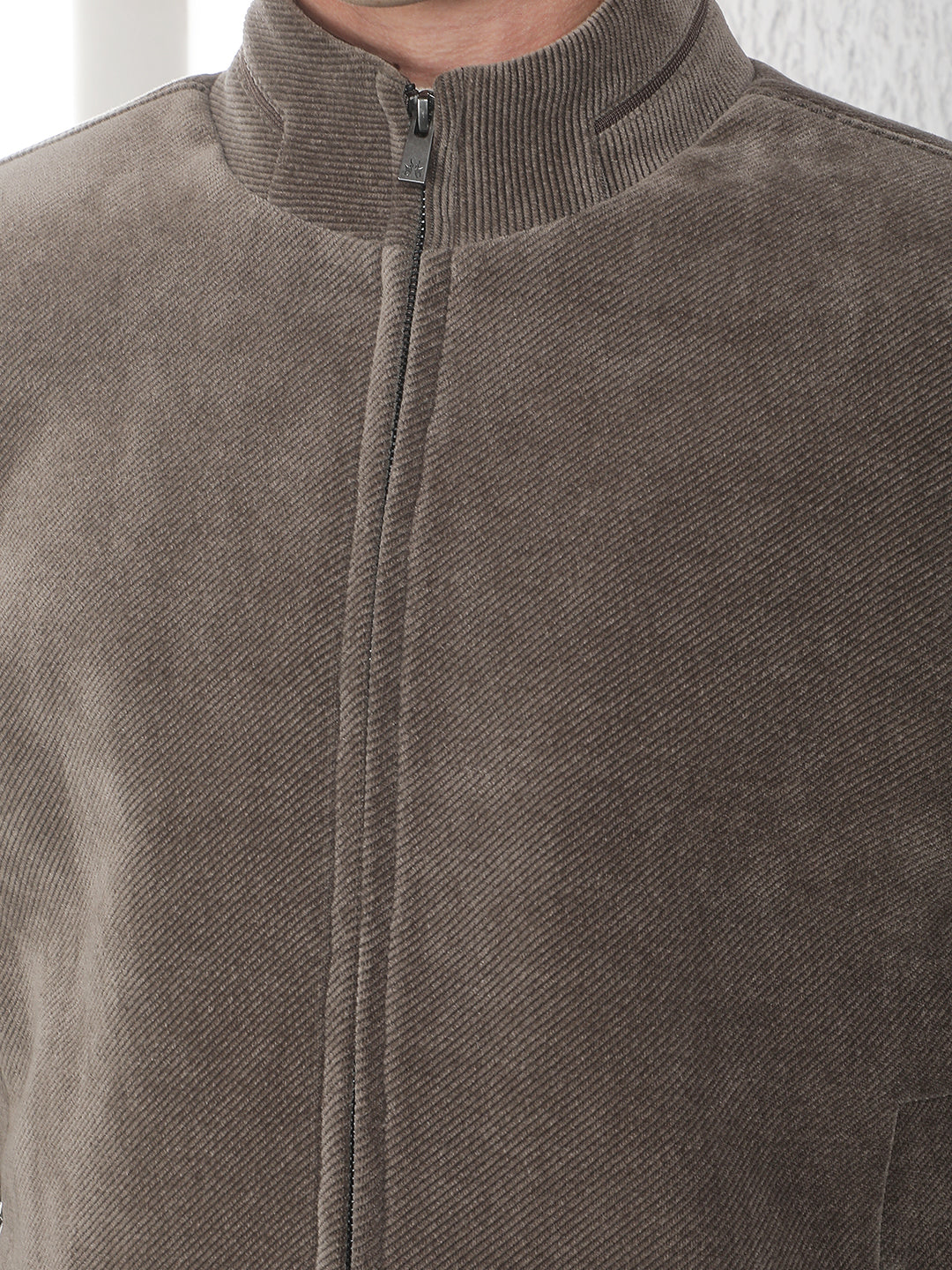 Brown High Neck Corduroy Jacket