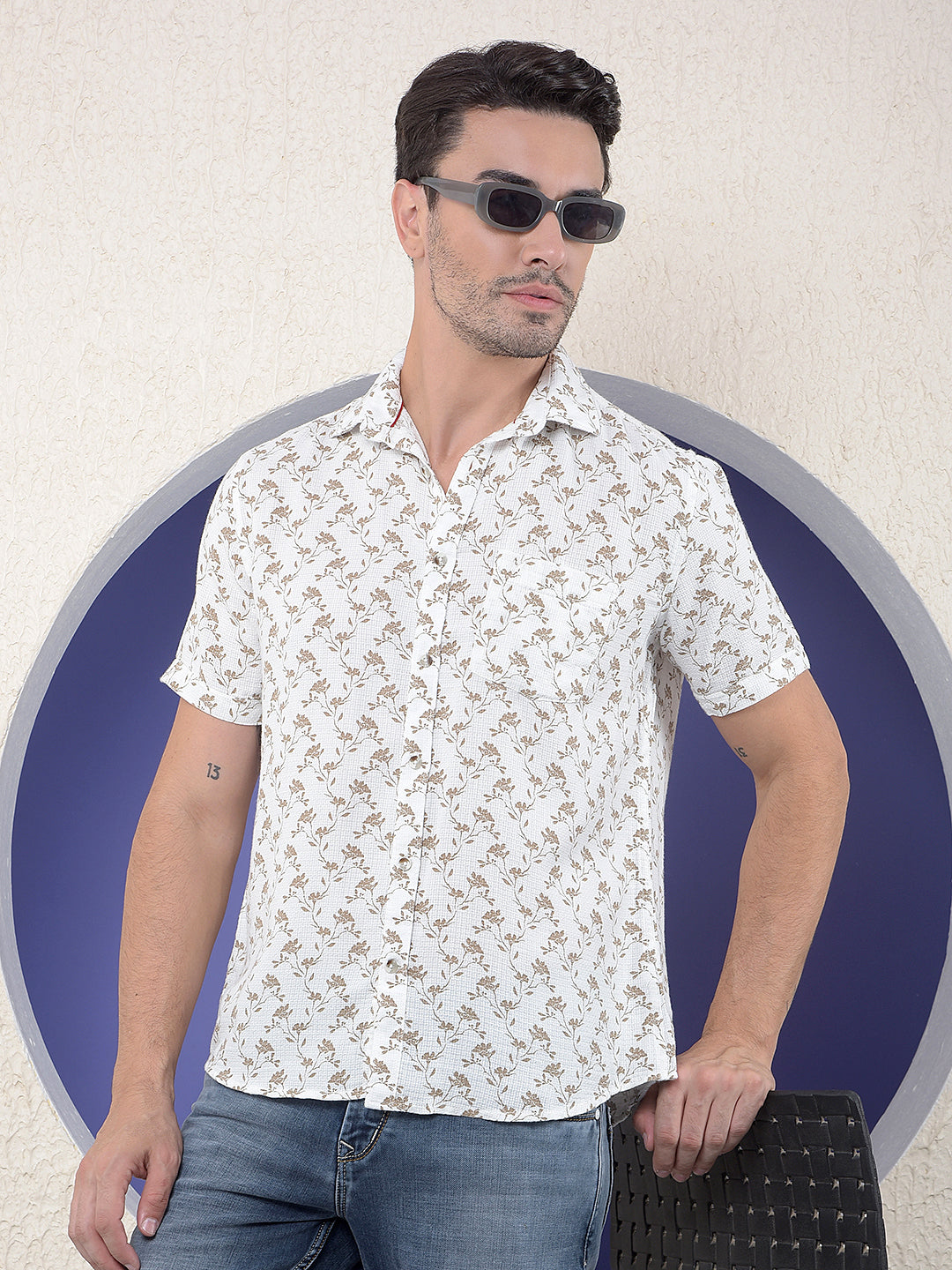 Ivory Vine Floral Printed Shirt