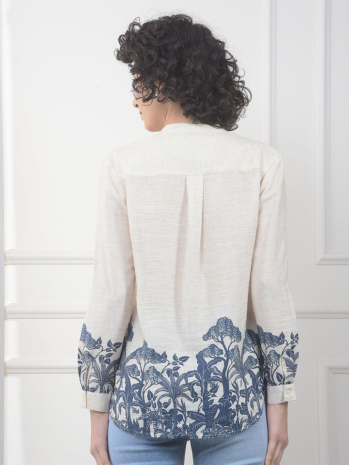 Beige Floral Print Shirt