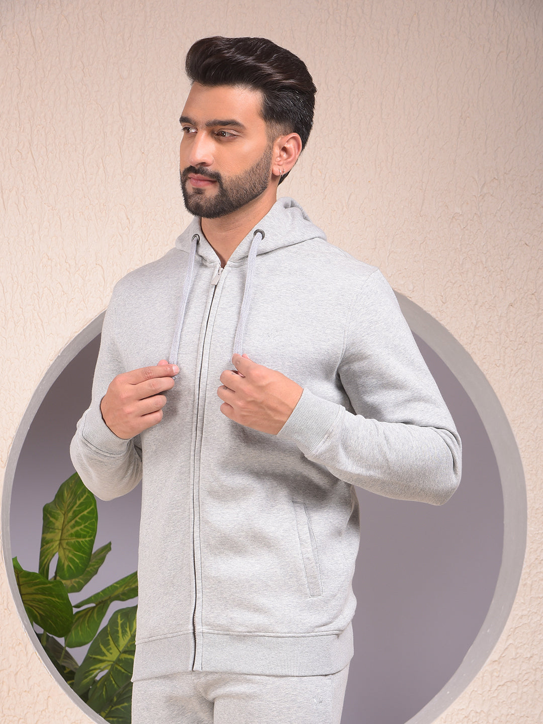 Grey Hooded Neck Sweatshirt