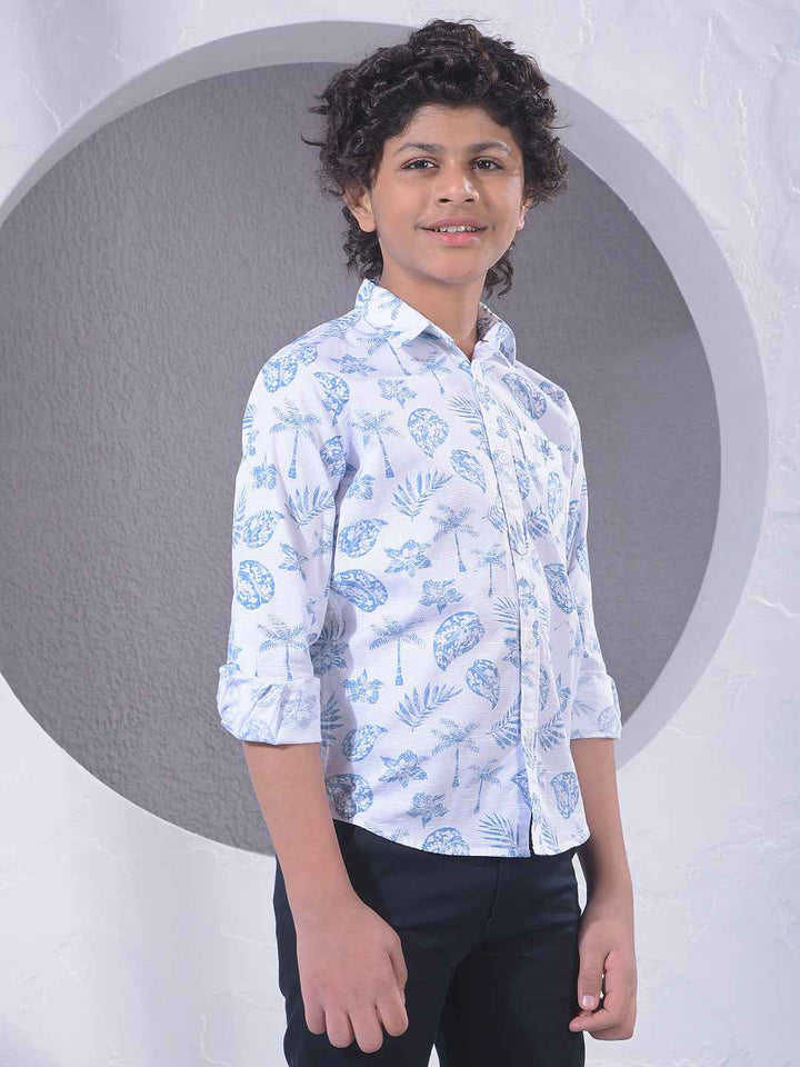 Blue Floral Print Shirt