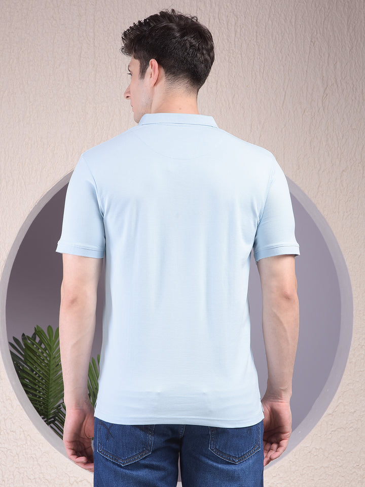 Blue Polo Neck T-Shirt-Men T-Shirts-Crimsoune Club