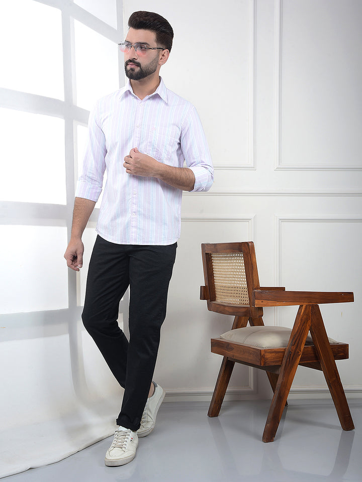 Pink Vertical Striped 100% Cotton Shirt
