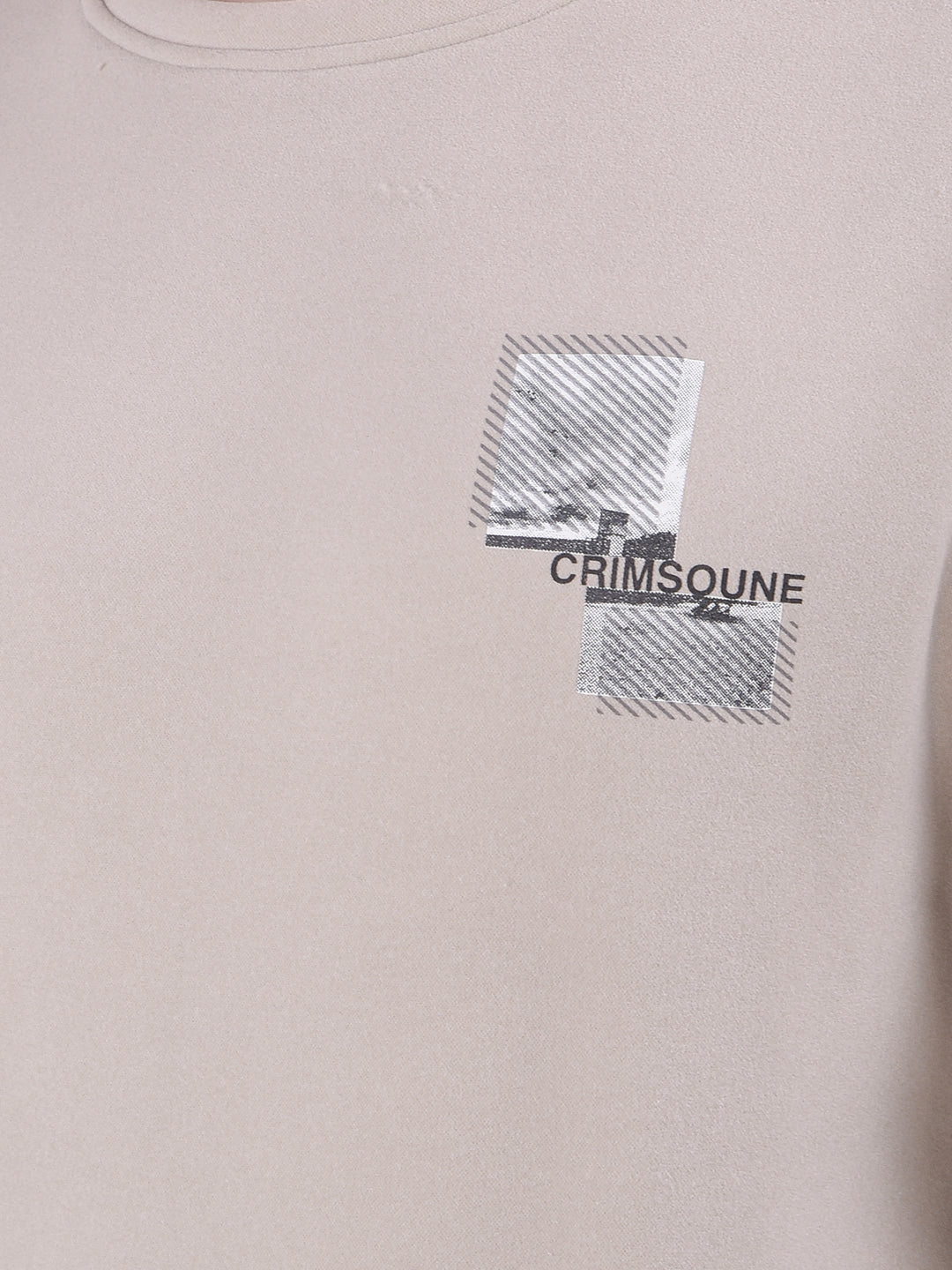 Beige Graphic Print Sweatshirt