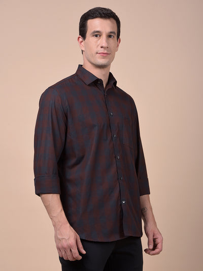 Brown Checked 100% Cotton Shirt