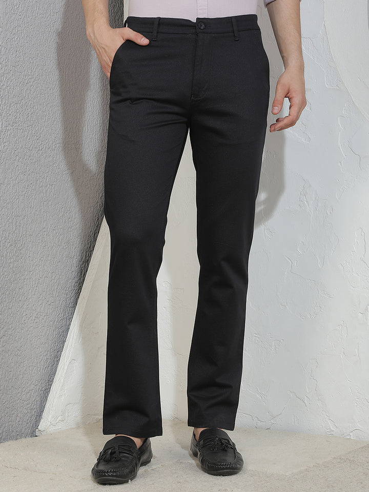 Black Printed Straight Trousers