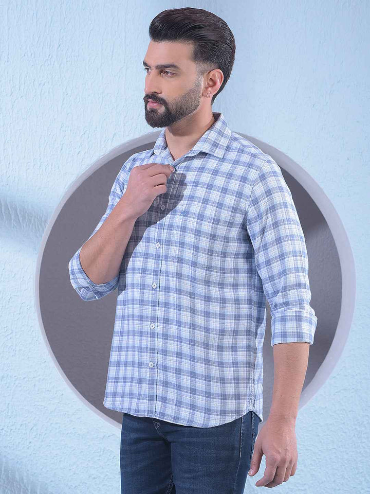 Blue Checked 100% Cotton Shirt