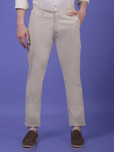 Beige Printed Trousers
