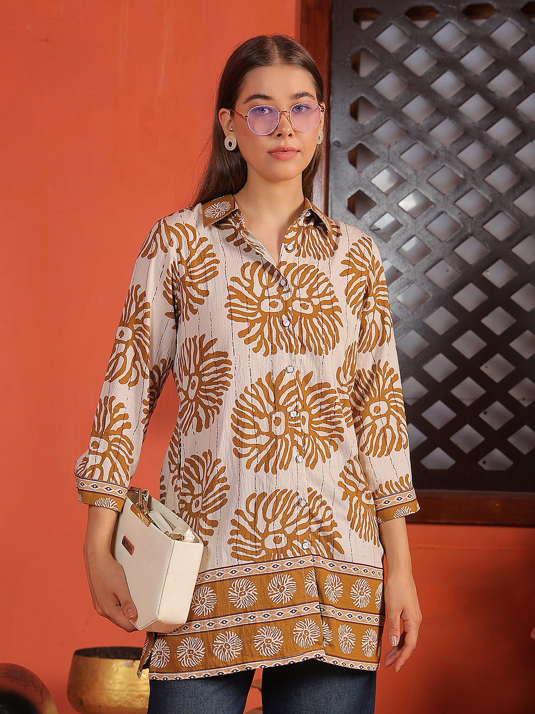 Mustard Floral Print Top