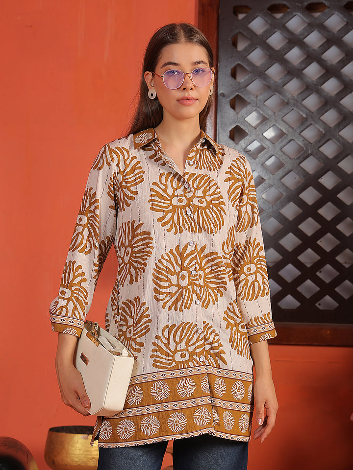 Mustard Floral Print Top