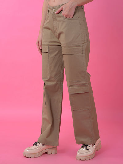Khaki Baggy Cargo Trousers