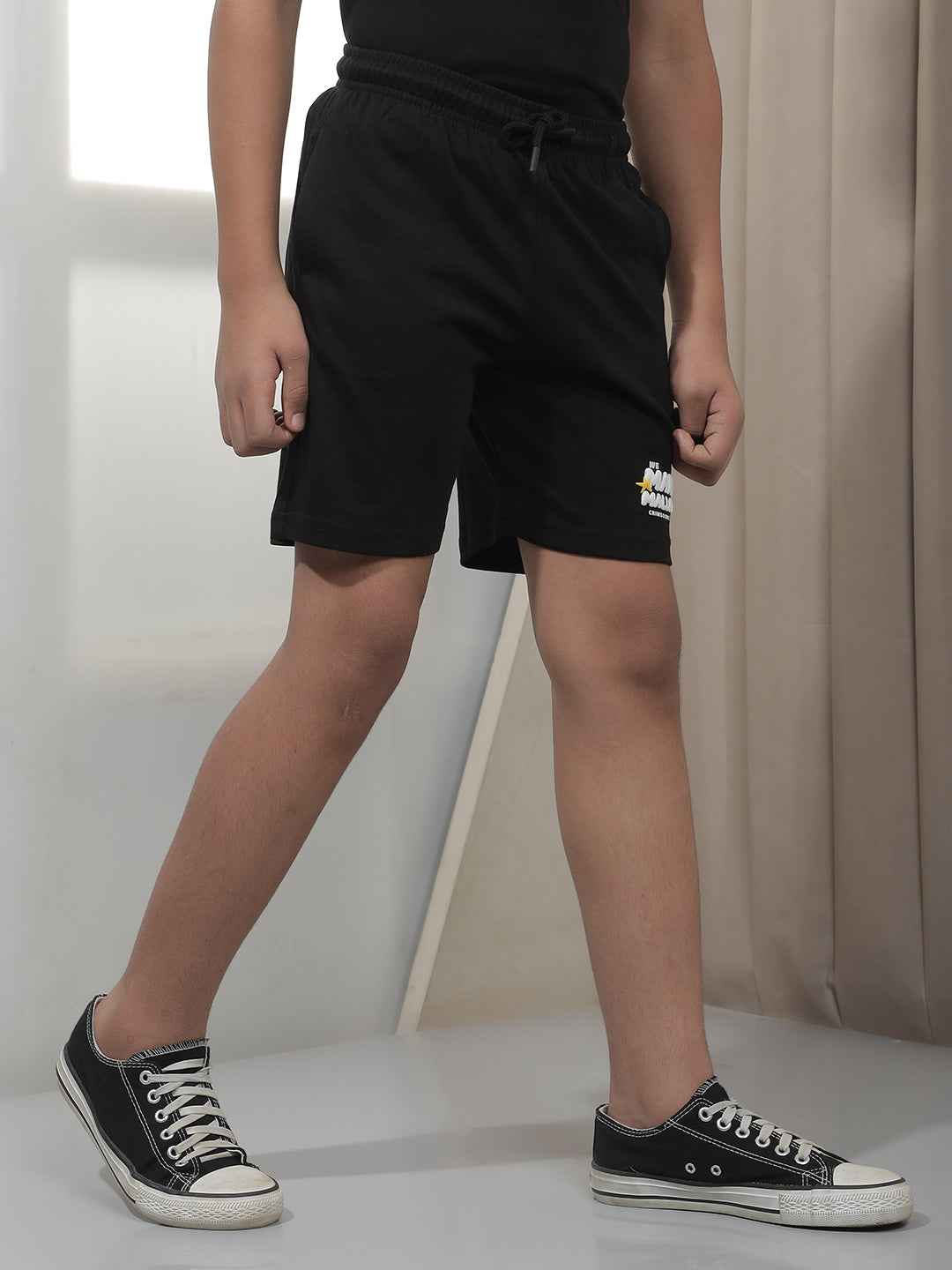 Black Graphic Print Shorts