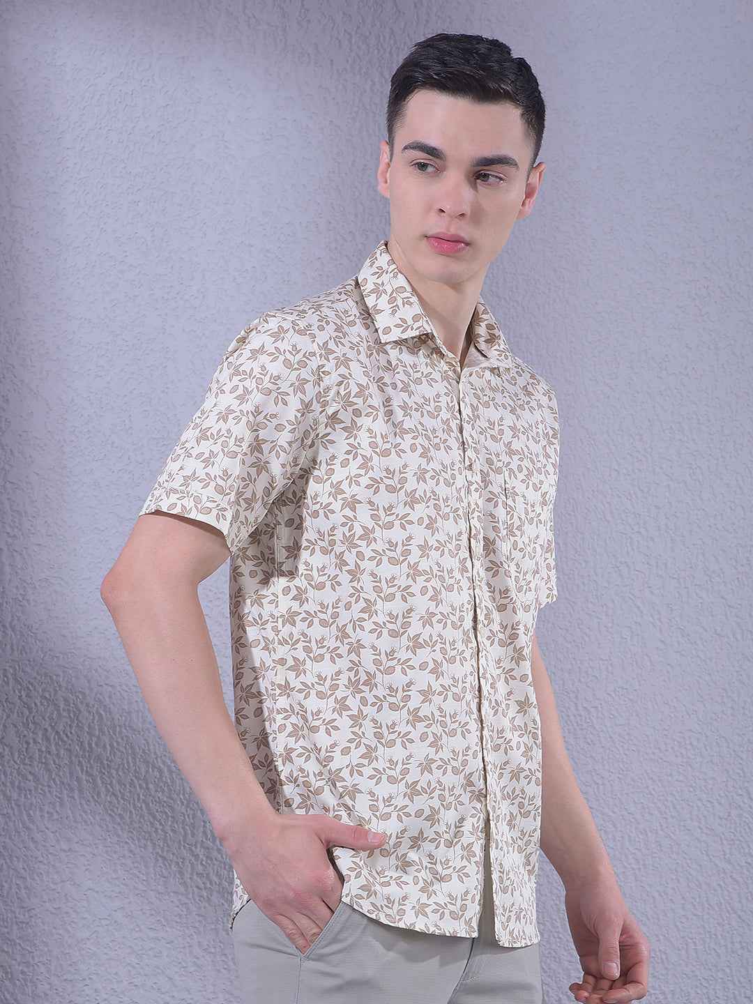 Brown Floral Print Shirt