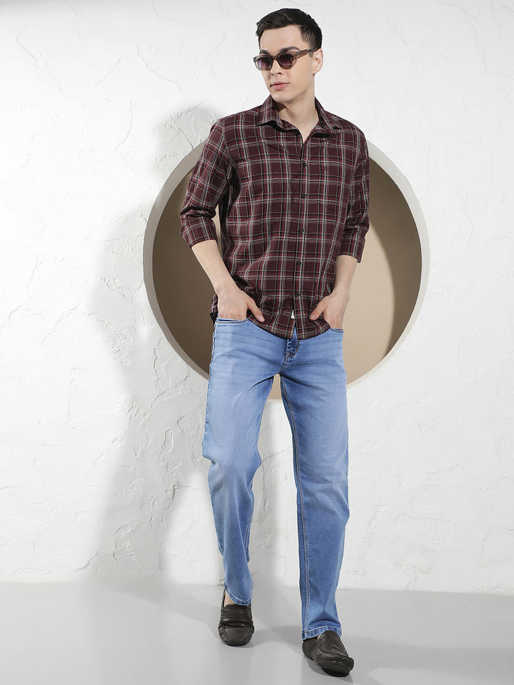 Structured Coastal Blue Straight Jeans