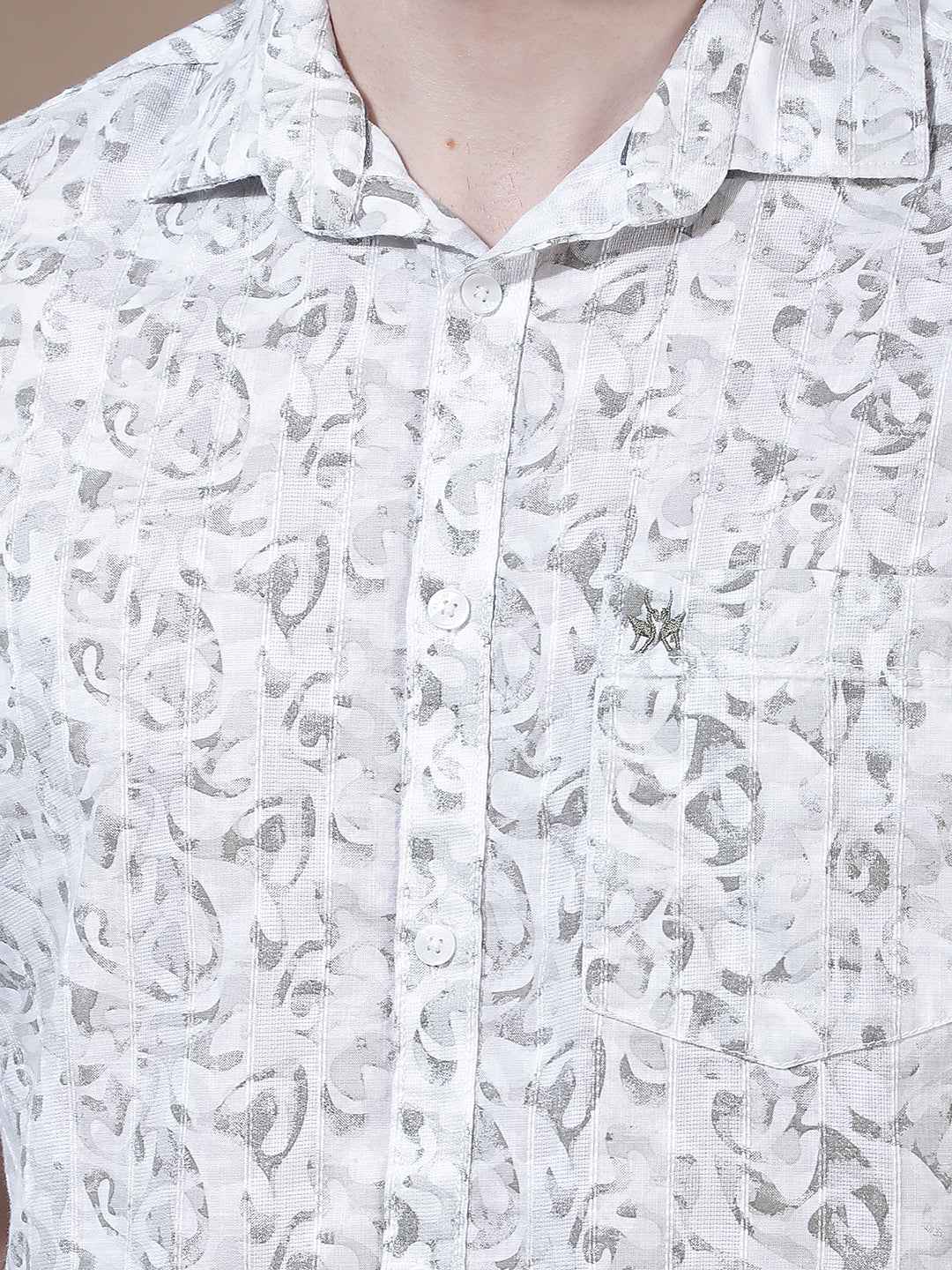 Off White Abstract Printed Shirt