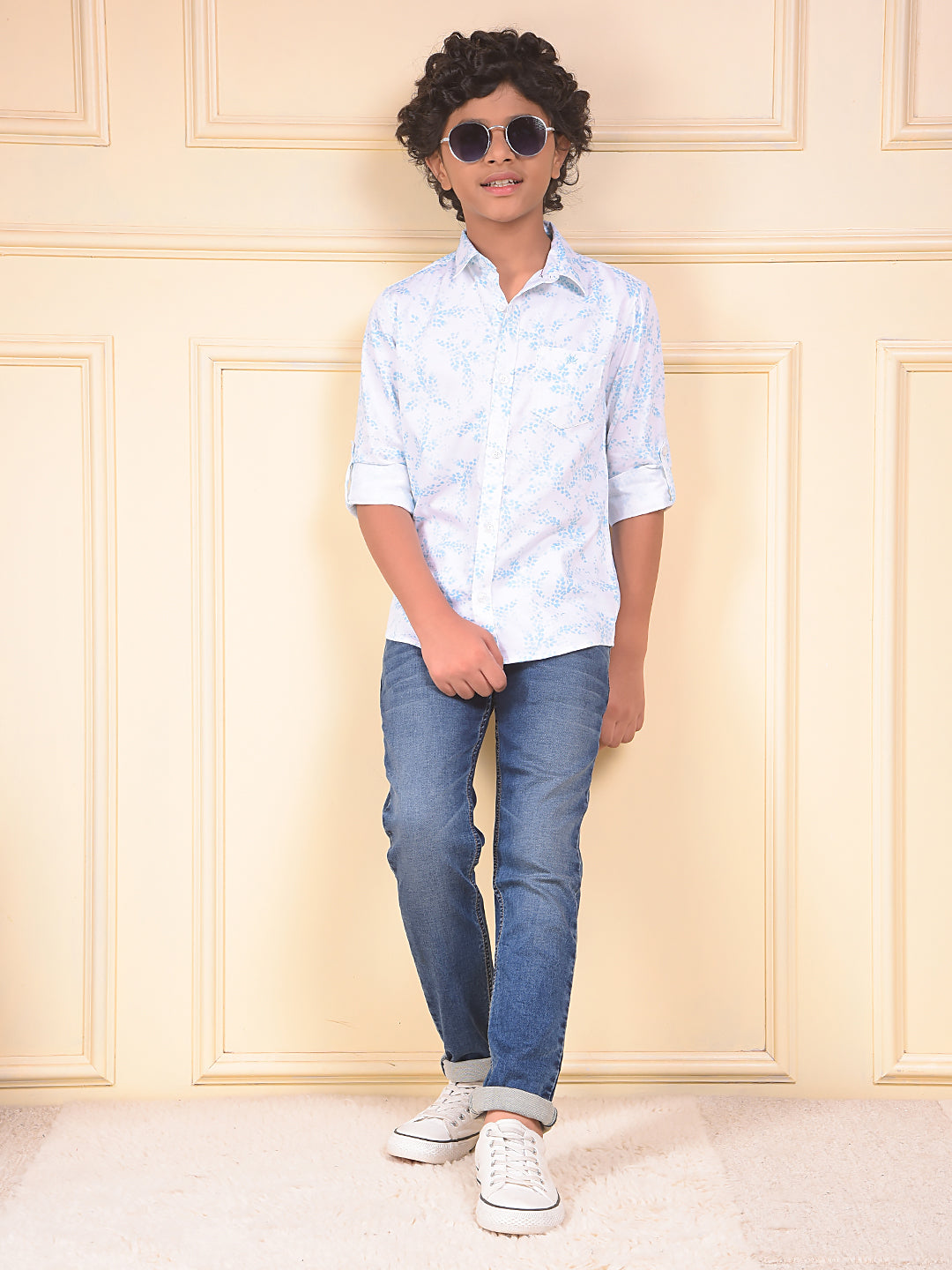 Blue Floral Print Shirt