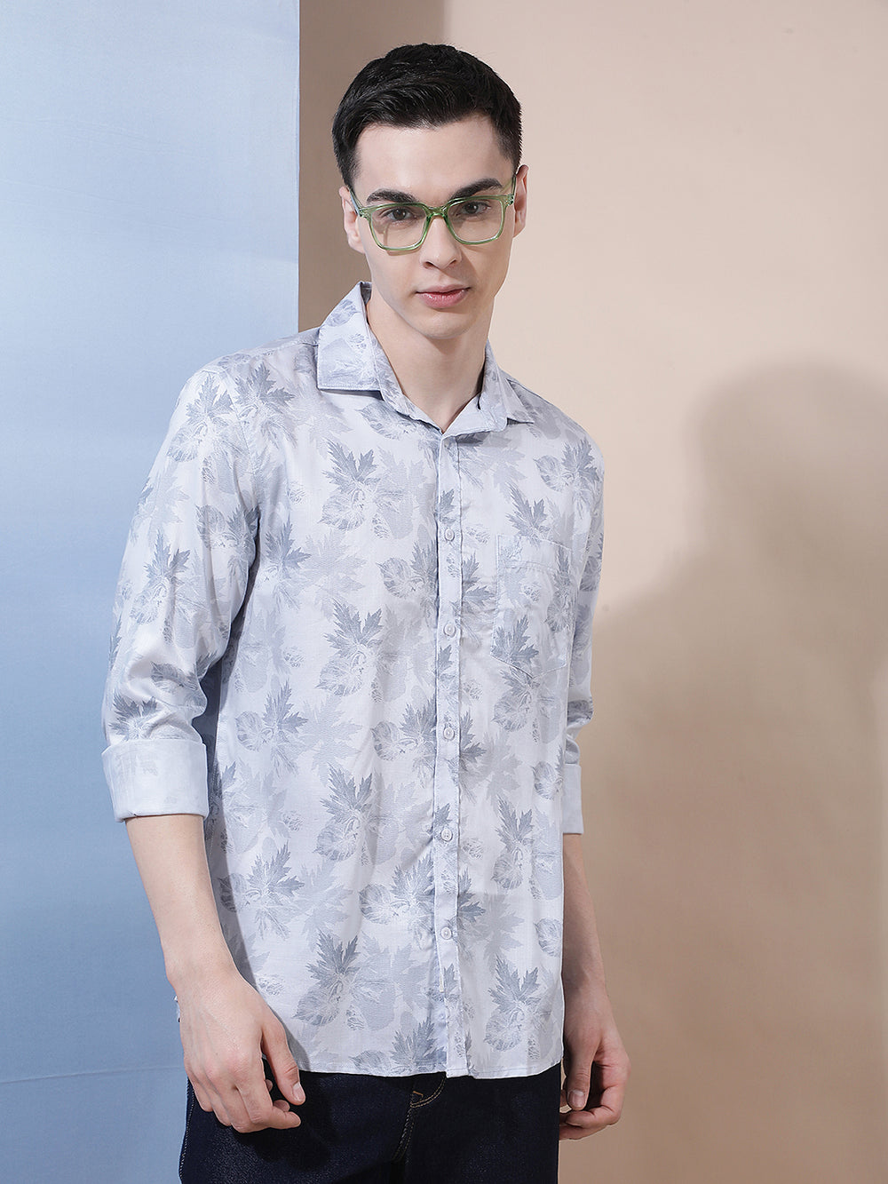 Blue Floral Print Shirt