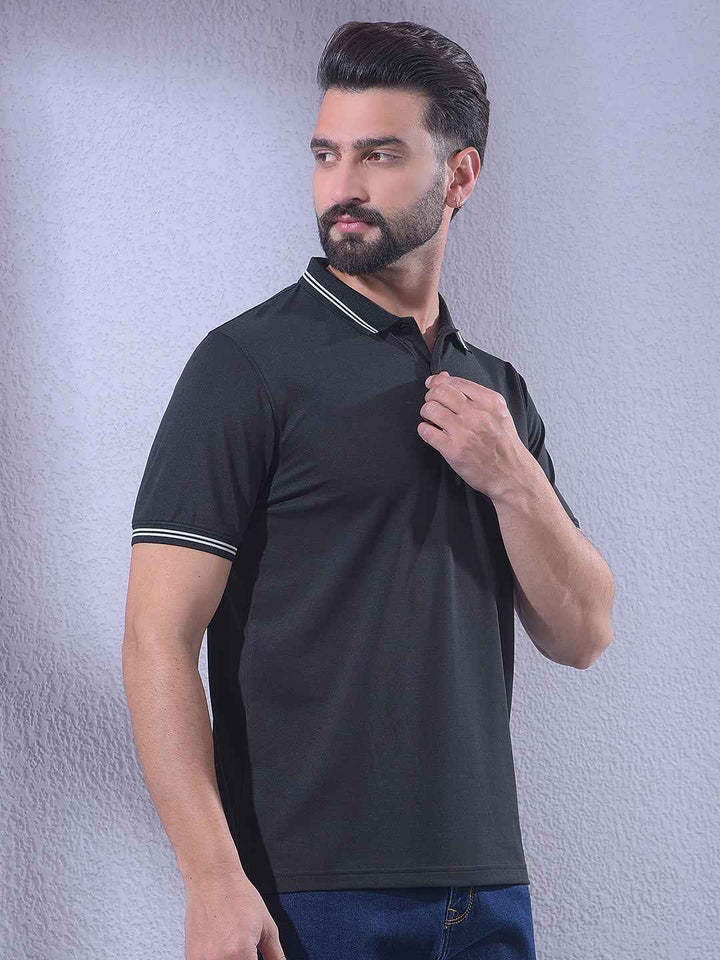 Black Polo Neck T-Shirt
