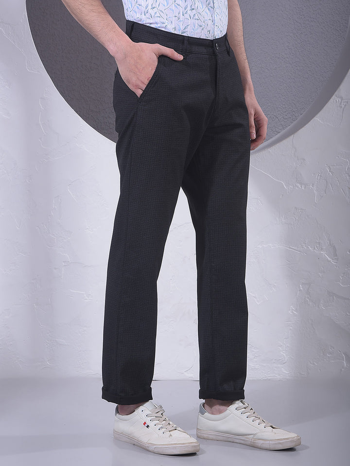 Sleek Black Checked Trousers