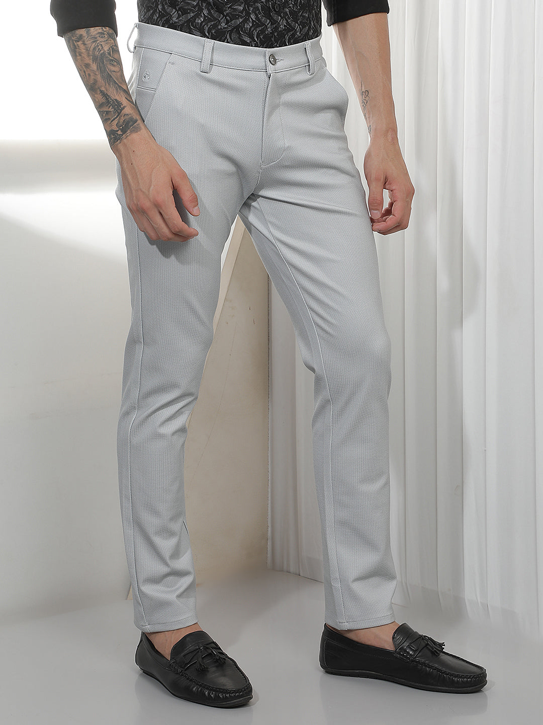 Comfortable Grey Knitted Casual Trousers