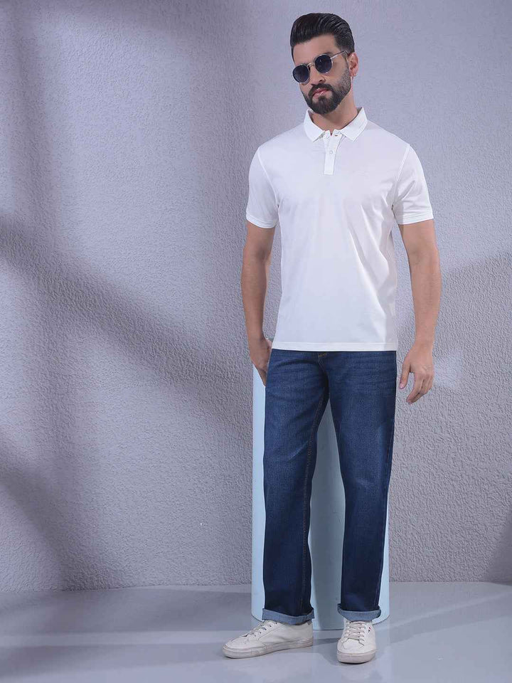 White Polo Neck T-Shirt