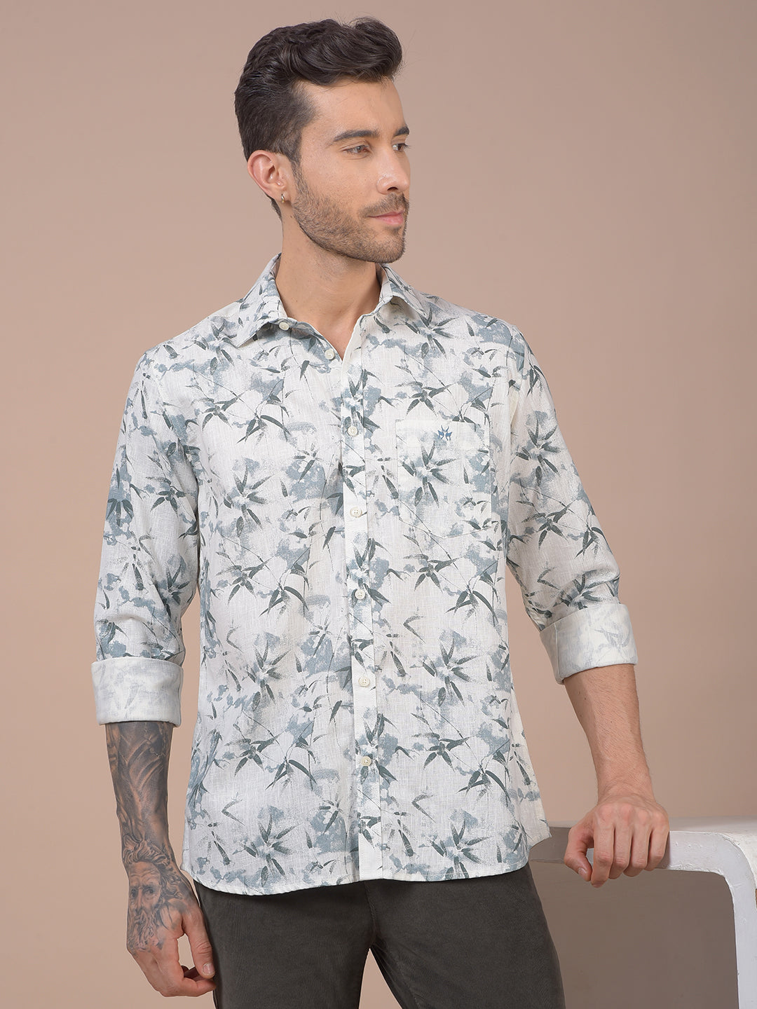Blue Floral Print Shirt