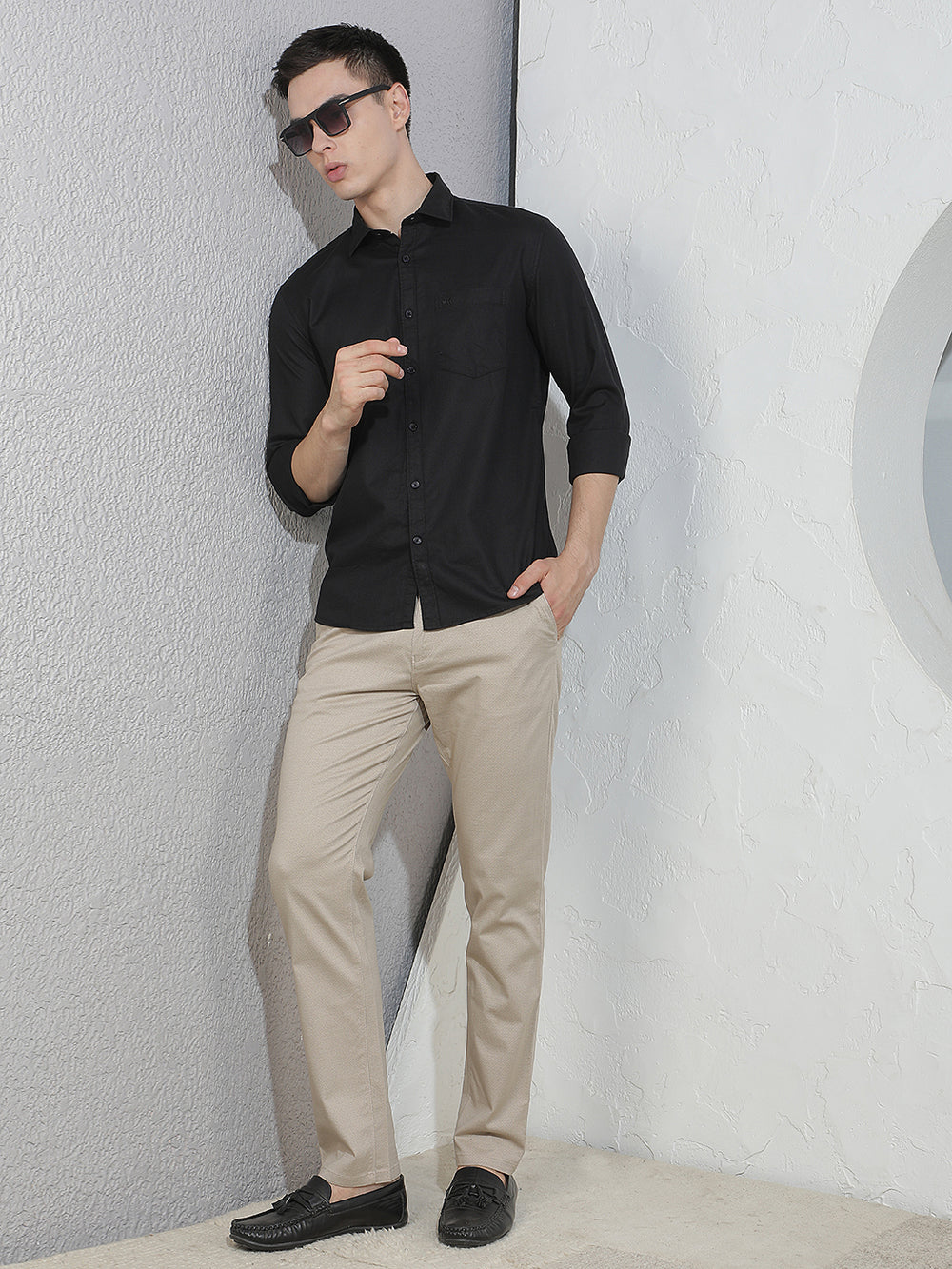 Contemporary Latte Beige Printed Trousers