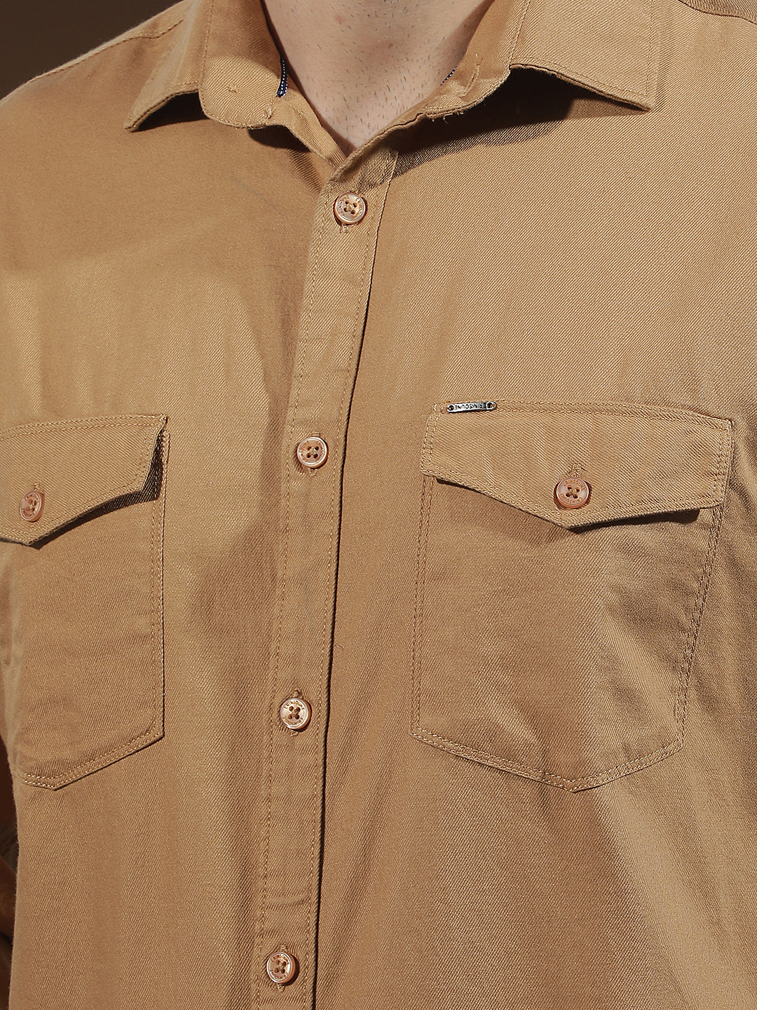 Mustard 100% Cotton Double Pocket Shirt