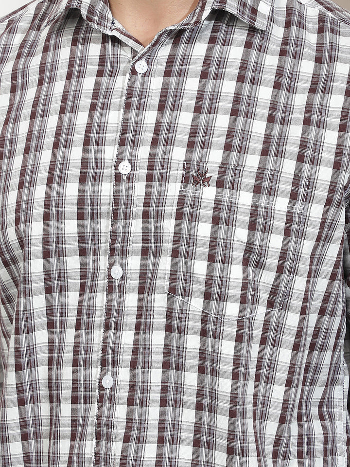 Dark Wine 100% Cotton Checked Shirt