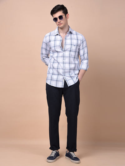 White Checked 100% Cotton Shirt