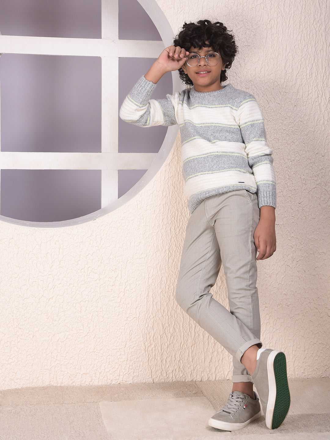 Olive Vertical Stripes Trousers